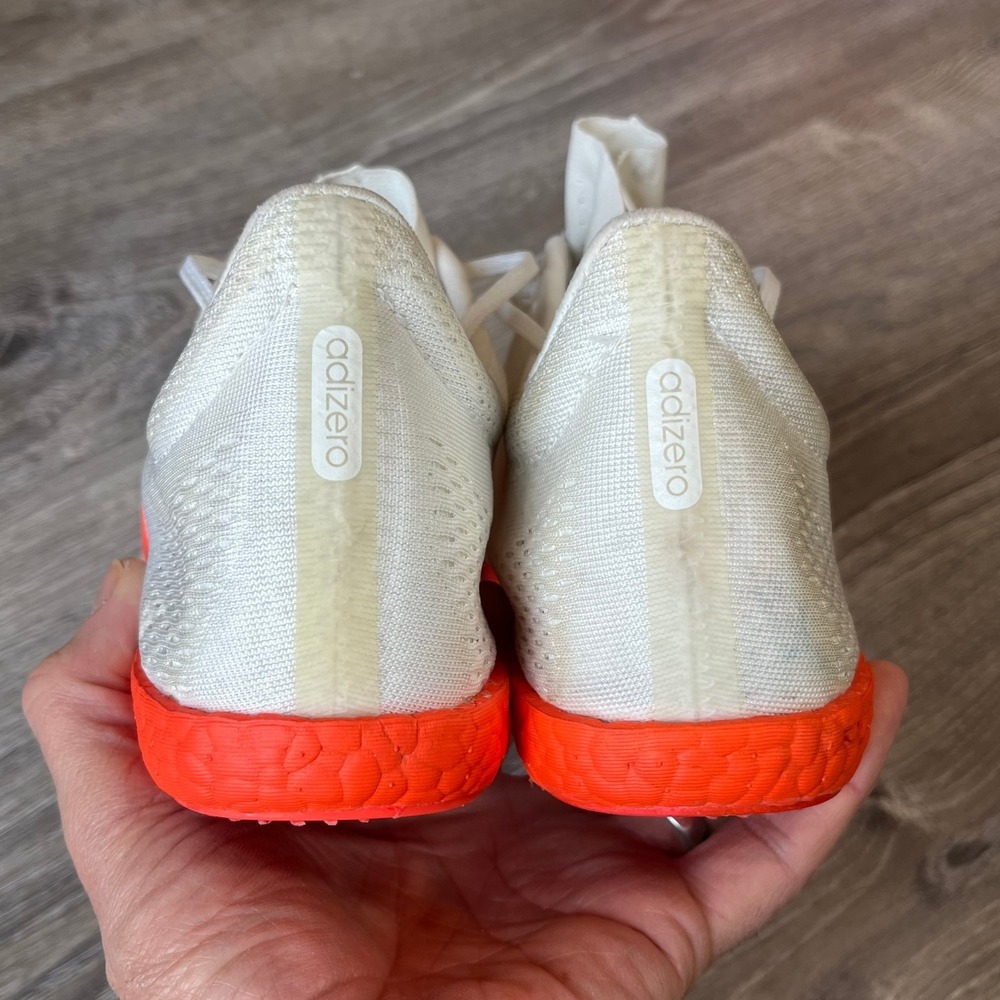 Adidas Adizero Avanti Track Spikes White Orange Mens 13 UK 12.5 FR 48 - Picture 5 of 8